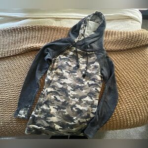 Camo + Gray Double-Hooded Sweatshirt